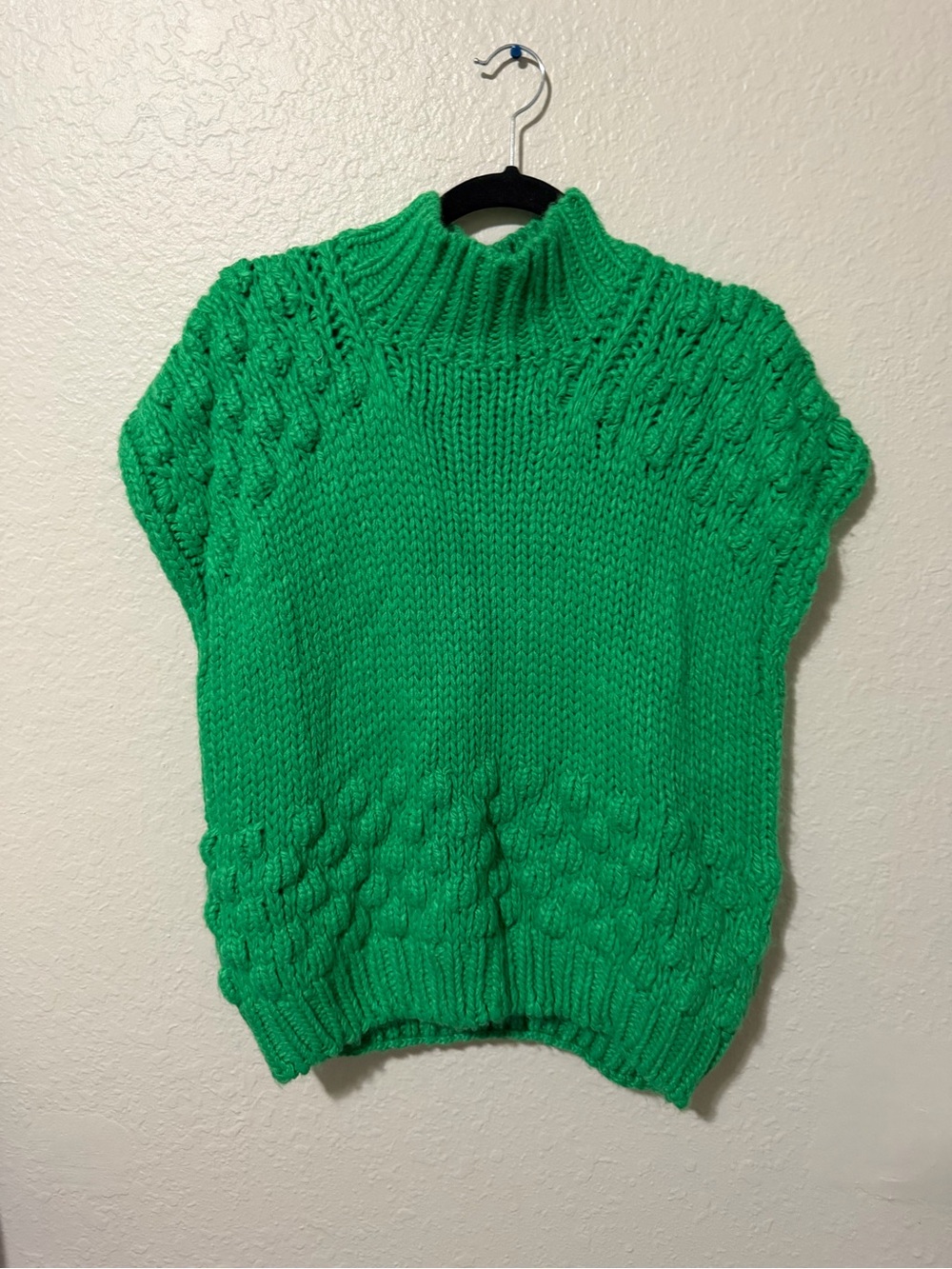 English Factory Bright Green Cable-Knit Sleeveless Turtleneck Sweater
